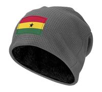 Gorro de Polar Cálido y Elegante para Adultos, Elástico, Resistente Al Viento, con Estampado de la Bandera de Ghana, para Esquiar y Practicar Deportes Al Aire Libre. Gray Size