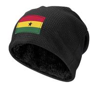 Gorro de Polar Cálido y Elegante para Adultos, Elástico, Resistente Al Viento, con Estampado de la Bandera de Ghana, para Esquiar y Practicar Deportes Al Aire Libre. Black Size