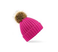 Gorro de pompom de pelo sintético grueso para mujer. Beechfield TU