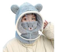 Gorro de protección facial para mujer, oso de peluche con máscara transparente, accesorio de invierno, multicolor, protector y lindo, cómodo para la temporada fría y la protección al aire libre, 01