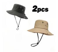 Gorro de protección solar unisex para exteriores, 2 piezas, sombrero de pescador de tela de con cubrecuello, a prueba de sol, plegable, para senderismo, pesca, camping, playa, verano