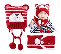 Gorro de Punto 46-50cm Beanie Hat con Sciarpa Caldo e Confortevole Caliente Gorro Invierno Sombrero Conjunto de Gorro, para Niño Niña Bebé Regali di Natale, Halloween e compleanno 6-24 Meses