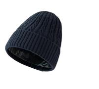 Gorro de punto azul marino para hombre, estilo jacquard, gorro cálido de invierno, forro polar, nailon acrílico térmico PBT