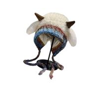Gorro de punto cálido con orejas de animal, diseño elástico para uso diario, viajes, deportes de nieve, 6 opciones de color, sombrero de animal colorido, blanco, A