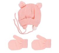 Gorro de Punto Cálido para Niño Niña Orejeras y Doble Pompón | Acrílico Suave, Ajuste Lazo bajo Barbilla, Protege Orejas, para Manos y Cabeza de Recién Nacidos