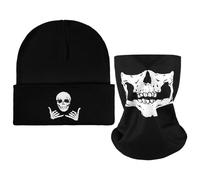 Gorro De Punto Con Calavera De 1 Pieza, Bufanda Con Calavera De 1 Pieza, Gorro Para Hombre, Gorro Cálido De Punto, Gorro Para Ciclismo Al Aire Libre, Traje Térmico Negro
