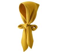 Gorro de punto con capucha para mujer, color puro, bufanda larga, chal cálido, bufanda para la cabeza, gorro para invierno y otoño, Amarillo, M