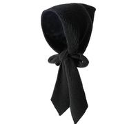 Gorro de punto con capucha para mujer, color puro, bufanda larga, chal cálido, bufanda para la cabeza, gorro para invierno y otoño, Negro, M