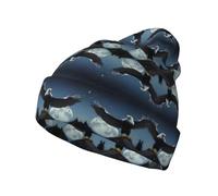 Gorro de punto con diseño de águila bajo las estrellas, cálido sin alas, adecuado para uso en interiores y exteriores, viajes o actividades al aire libre.