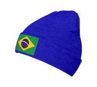 Gorro de Punto con Estampado de Bandera de Brasil, Gorros Unisex de Moda de Invierno, Gorros patrióticos cómodos y cálidos, Color Azul, Talla única