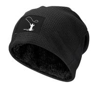 Gorro de Punto con imágenes prediseñadas de Pesca con Mosca, Gorro de Punto cálido de Invierno con Forro Polar para Hombres y Mujeres