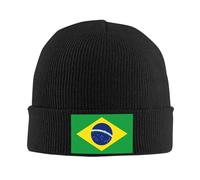Gorro de punto con la bandera de Brasil, gorro de punto para hombres y mujeres, Negro, talla única