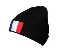Gorro de punto con la bandera de Francia para mujeres y hombres, elegante y cómodo gorro para clima frío al aire libre, negro, Negro -, talla única