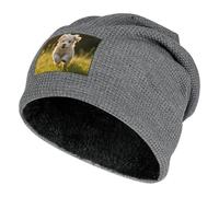 Gorro de Punto con puños de Puppy Crossing The Grass para Hombre y Mujer, Gorro de Invierno con Forro Polar y Felpa.