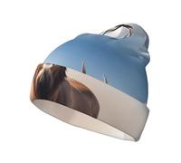 Gorro de Punto con puños para Hombre de Deer in The Mist, Unisex, para Hombre y Mujer, Gorro de Punto, Gorro de Invierno, Color Negro