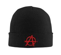 Gorro de Punto con símbolo de anarquía Desgastado para Adultos, Gorro de Invierno cálido con Calavera para Hombre y Mujer