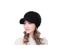 Gorro de punto con visera de lana 100 % para mujer, cálido para invierno y clima frío