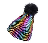 Gorro de punto de color cálido sombrero algodón estampado cálido Pinstrip sólido moda unisex boinas sombrero rojo, multicolor, Talla única