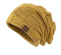 Gorro de punto de lana de colores mixtos para mujer, cálido, a la moda, gorro cálido para hombre, sombrero de trampero extra grande, amarillo, Talla única