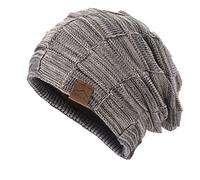 Gorro de punto de lana de colores mixtos para mujer, cálido, a la moda, gorro cálido para hombre, sombrero de trampero extra grande, caqui, Talla única