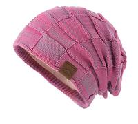 Gorro de punto de lana de colores mixtos para mujer, cálido, a la moda, gorro cálido para hombre, sombrero de trampero extra grande, hot pink, Talla única