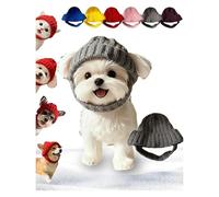 Gorro de punto de lana roja para perro con orejeras - Gorro de invierno cálido para perro, gorro de punto suave para mascotas, disfraz protector de diadema para perros para clima frío, convierte a tu