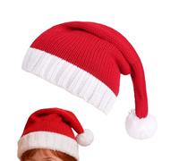 Gorro de punto de Papá Noel | Gorro de Papá Noel de punto rojo con pompón, gorro de Navidad festivo | para vacaciones, fiestas, familias, fiestas de invierno, interior y exterior