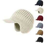 Gorro De Punto Elástico Y Cálido con Protección para Las Orejas, Gorro De Invierno para Hombre con Visera, Gorro para Hombre con Orejeras (Beige)