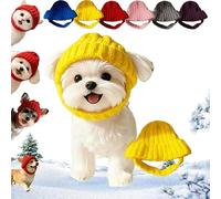 Gorro de Punto for Perro con Orejeras: Gorro de Invierno cálido, Suave y elástico for Perros pequeños, Calentadores de Orejas acogedores for Paseos fríos, Fotos de Vacaciones(Yellow)