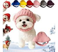 Gorro de Punto for Perro con Orejeras: Gorro de Invierno cálido, Suave y elástico for Perros pequeños, Calentadores de Orejas acogedores for Paseos fríos, Fotos de Vacaciones(Pink)