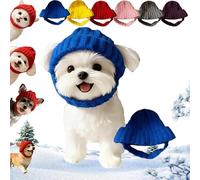 Gorro de Punto for Perro con Orejeras: Gorro de Invierno cálido, Suave y elástico for Perros pequeños, Calentadores de Orejas acogedores for Paseos fríos, Fotos de Vacaciones(Blue)