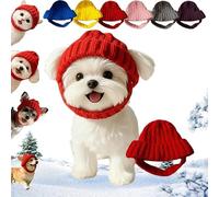 Gorro de Punto for Perro con Orejeras: Gorro de Invierno cálido, Suave y elástico for Perros pequeños, Calentadores de Orejas acogedores for Paseos fríos, Fotos de Vacaciones(Red)