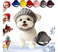 Gorro de Punto for Perro con Orejeras: Gorro de Invierno cálido, Suave y elástico for Perros pequeños, Calentadores de Orejas acogedores for Paseos fríos, Fotos de Vacaciones(Gray)