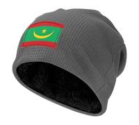 Gorro de punto gofre gris claro, estampado de bandera de Mauritania, adecuado para deportes al aire libre y uso casual, Gris, talla única