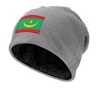 Gorro de punto gofre gris claro, estampado de bandera de Mauritania, adecuado para deportes al aire libre y uso casual, Gris claro, talla única