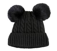 Gorro De Punto Negro Bonito De 1 Pieza, Gorro De Punto Cálido, Gorro De Punto De Felpa, Gorro para El Frío De Invierno, Gorro Cálido para Mujer