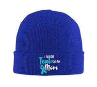 Gorro de Punto para Adultos con temática de cáncer de Ovario I Wear Teal for My Mom (Llevo el Color Verde Azulado por mi Madre). Gorro de Invierno cálido Tipo Beanie. para Hombre y Mujer.