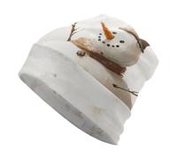 Gorro de punto para adultos, estilo antiguo, de muñeco de nieve, suave, cómodo, para hombres y mujeres, color blanco