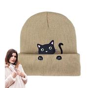 Gorro de Punto para Mujer | Bordado de Gato y Cálido Gorro de Lana - para Invierno y Acampada - para Esquiadores Snowboard Senderistas Corredores Compras Viajeros Estudiantes Hombres Mujeres