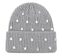 Gorro de punto para mujer con diamantes de imitación, talla única | Gorro con purpurina con brillantes diamantes de imitación y punto acanalado de doble capa, para uso diario, ciudad