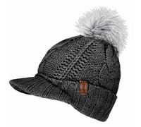 Gorro de punto para mujer WEROR - Gorro con pompón con visera, gorro con pantalla, gorra de invierno - Gorro con visera - Gorro de invierno forrado - WEROR-446.1, antracita, Talla única