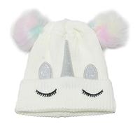 Gorro de Punto para Niños Lindo Dibujos Animados Bordado Patrón Gorro de Punto de Invierno para Nieve Al Aire Libre Jugar Niños y niñas Sombrero de Punto Blanco