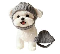 Gorro de punto para perro con orejeras, sombrero para cachorros, sombreros cálidos de invierno, banda para el cuello de punto para mascotas con agujeros para las orejas, cómodo sombrero grueso de