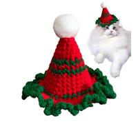 Gorro de punto para perro, gorro de Papá Noel para gato - Disfraces para perros con temática navideña de colores brillantes - Disfraz de cachorro, gorros de gato de varios tamaños, atuendo festivo par