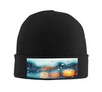 Gorro de punto Rainy Day para hombre/mujer, gorro de punto con puños, gorro de punto para invierno, suave y cálido, Negro -, talla única