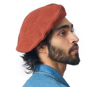 Gorro De Punto Tam para Mujer Y Boinas Hombre, Gorro De Ganchillo 100% Algodón, Boina Francesa Hecha A Mano para Verano E Invierno Naranja Oxidado