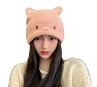 Gorro de punto trenzado para mujeres, hombres, niñas y adolescentes, gorro de punto acanalado con orejas de gato, suave, frío, acogedor, para otoño e invierno, para exteriores, rosa, Talla única