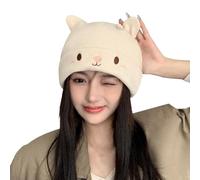 Gorro de punto trenzado para mujeres, hombres, niñas y adolescentes, gorro de punto acanalado con orejas de gato, suave, frío, acogedor, para otoño e invierno, para exteriores, blanco, Talla única