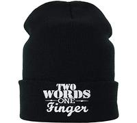Gorro de punto "Two WordsOne Finger" Gorro divertido para Heavy Metal Streetwear Biker Motocicleta Invierno Gorro de lana para hombres Gorro de trabajo Long Beanie