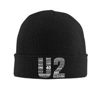 Gorro de Punto U2 Sombrero de Moda para Hombres y Adultos, Gorros de Gorro cálido para Viajes al Aire Libre en Invierno, Gorra Calavera Blanda Negra